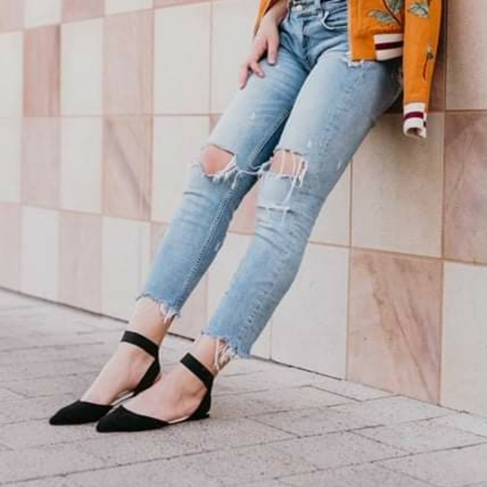 Rollasole shoes ankle wrap black flats